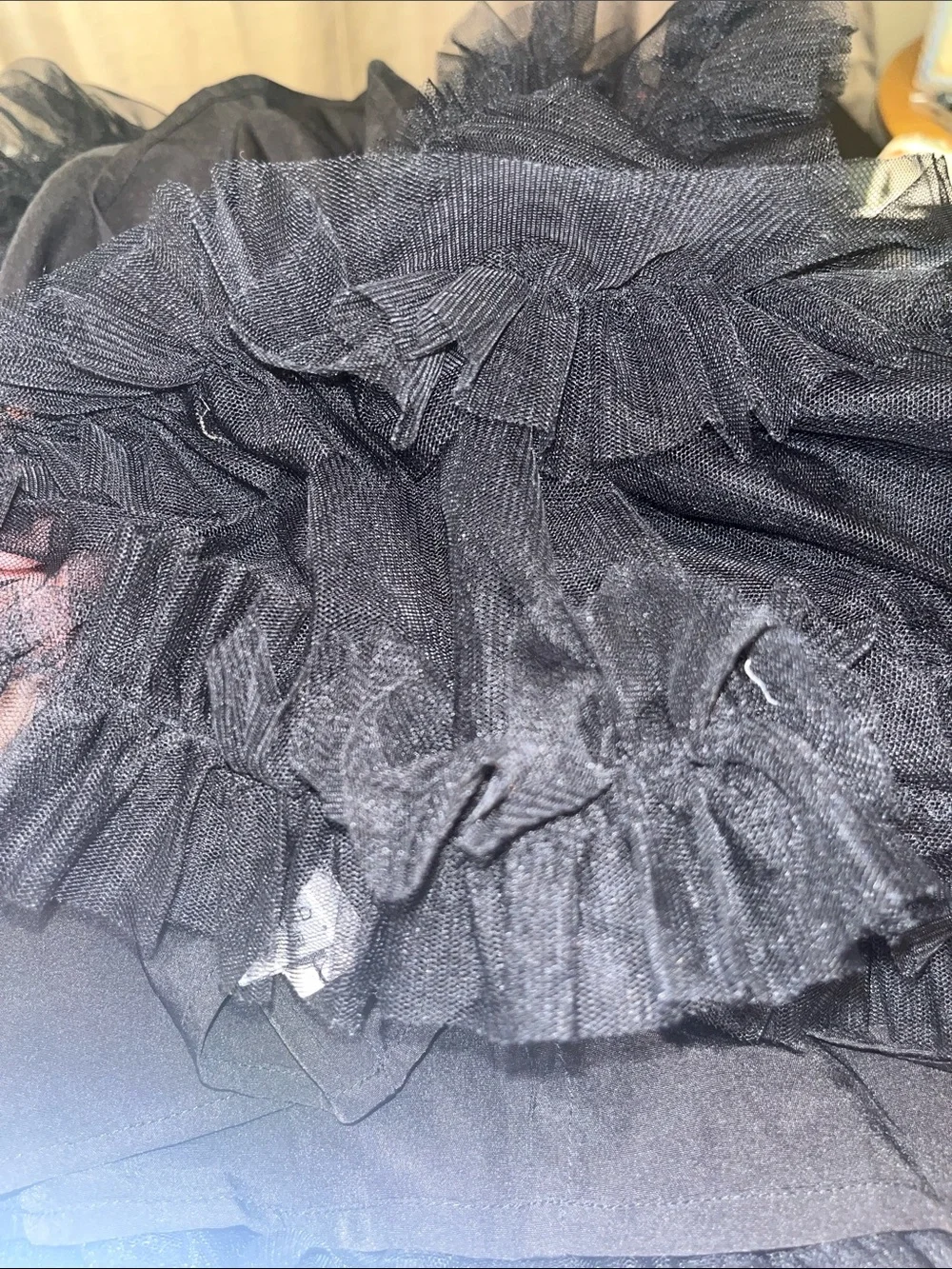 Jane Eyre Garden Women's Black Tulle Circle Skirt with Ruffle Hem size Med
